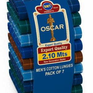 Men’s 100% Pure Cotton Multicolor Lungies – Pack of 7 | Stitched & Ready to Wear | 2.10 Meter | Soft & Breathable Checked Lungis | Daily Home Wear