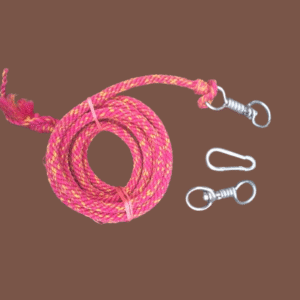 Heavy Duty Cotton Rope 160 cm with Swivel Hook and S-Hook | Rotating Animal Tie Rope for Cow, Goat, Dog | Strong & Durable Rope for Daily Use